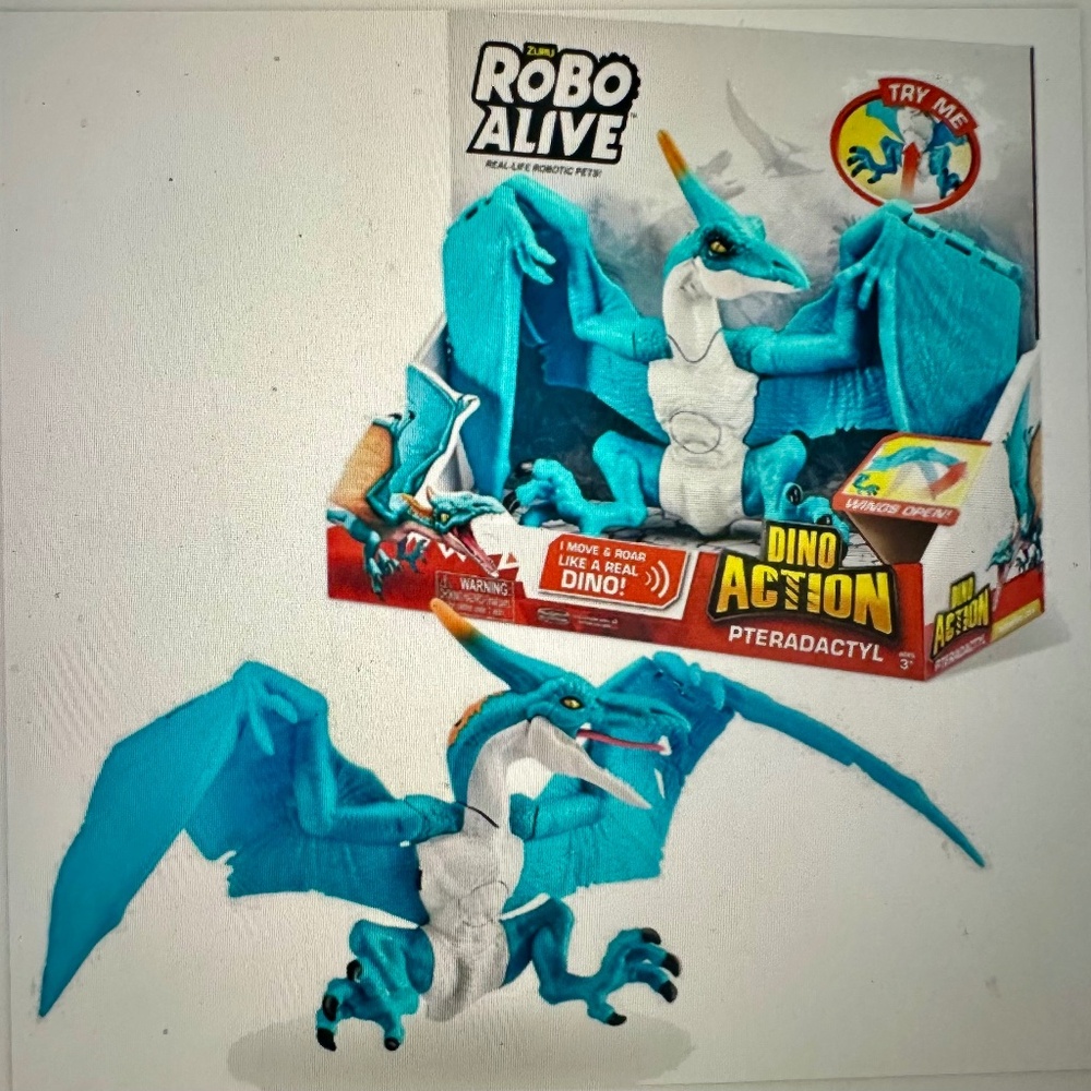 Used Robo Alive Pterodactyl Dino Toy by ZURU Action Figure Wings Open Roars